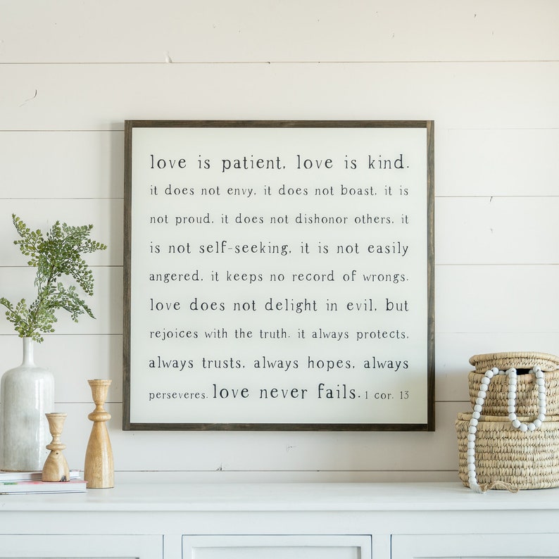 Love is Patient Wooden Wall Art Sign Etsy