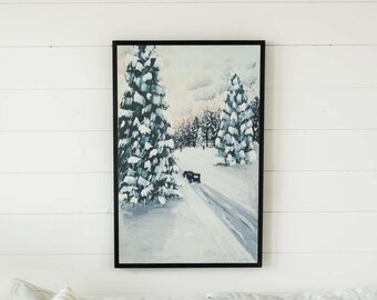 The Cottage After A Snowfall | Sara Jeffries | Wooden Wall Art Sign