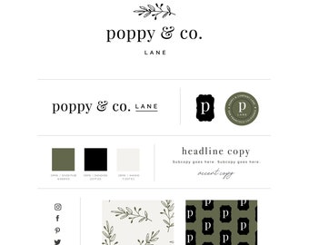 Floral logo design | Boho logo design | Serif logo | boutique logo design