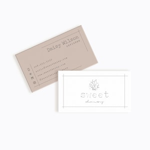Florale Visitenkarte | Rustikale Visitenkarte | Boho Calling Card Briefpapier | Personalisierbares Briefpapier