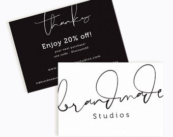 Thank you for your purchase | Etsy Thank you Card | Thank you for your order | Discount Code Card