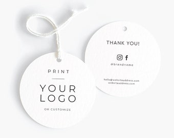 Circle Tag, Round hang tag, Minimalistic tag with your custom logo