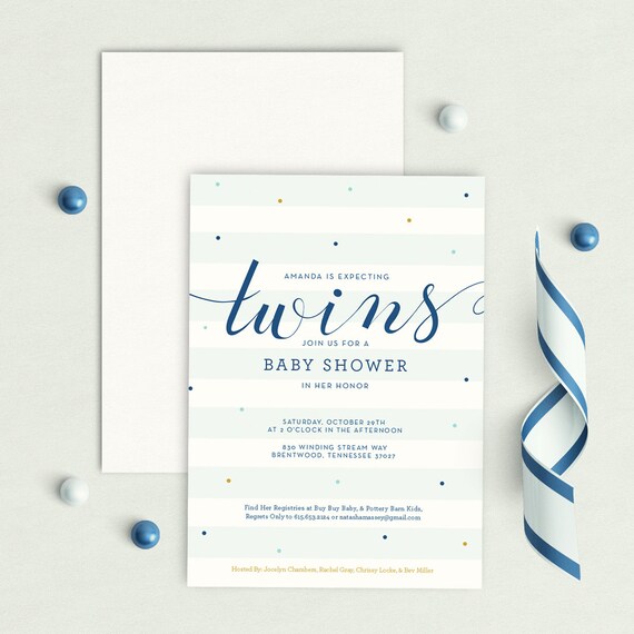 Twin Boy Baby Shower Invitation Twin Shower Invitation Etsy