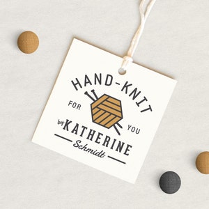 Personalized Knitting Tags: Custom Garment Hang Tags, Set of 24