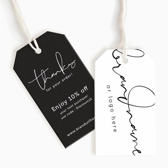 Black and White Logo Price Tags for Clothing