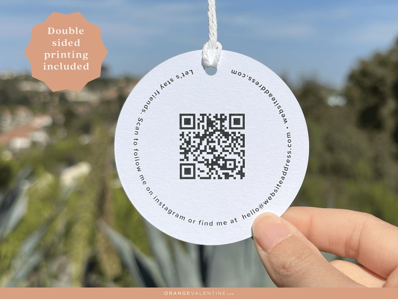 String Qr Custom Round Hang Tags: Clothing Tags With QR Code & String - Etsy