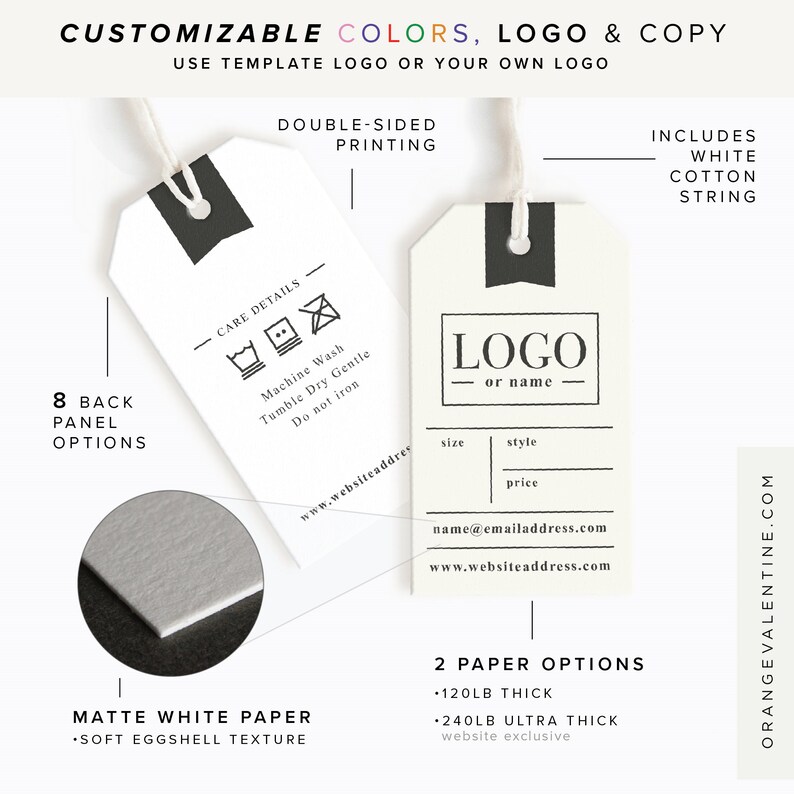 Product Tags Design Custom Textile Tags Care Instructions Etsy