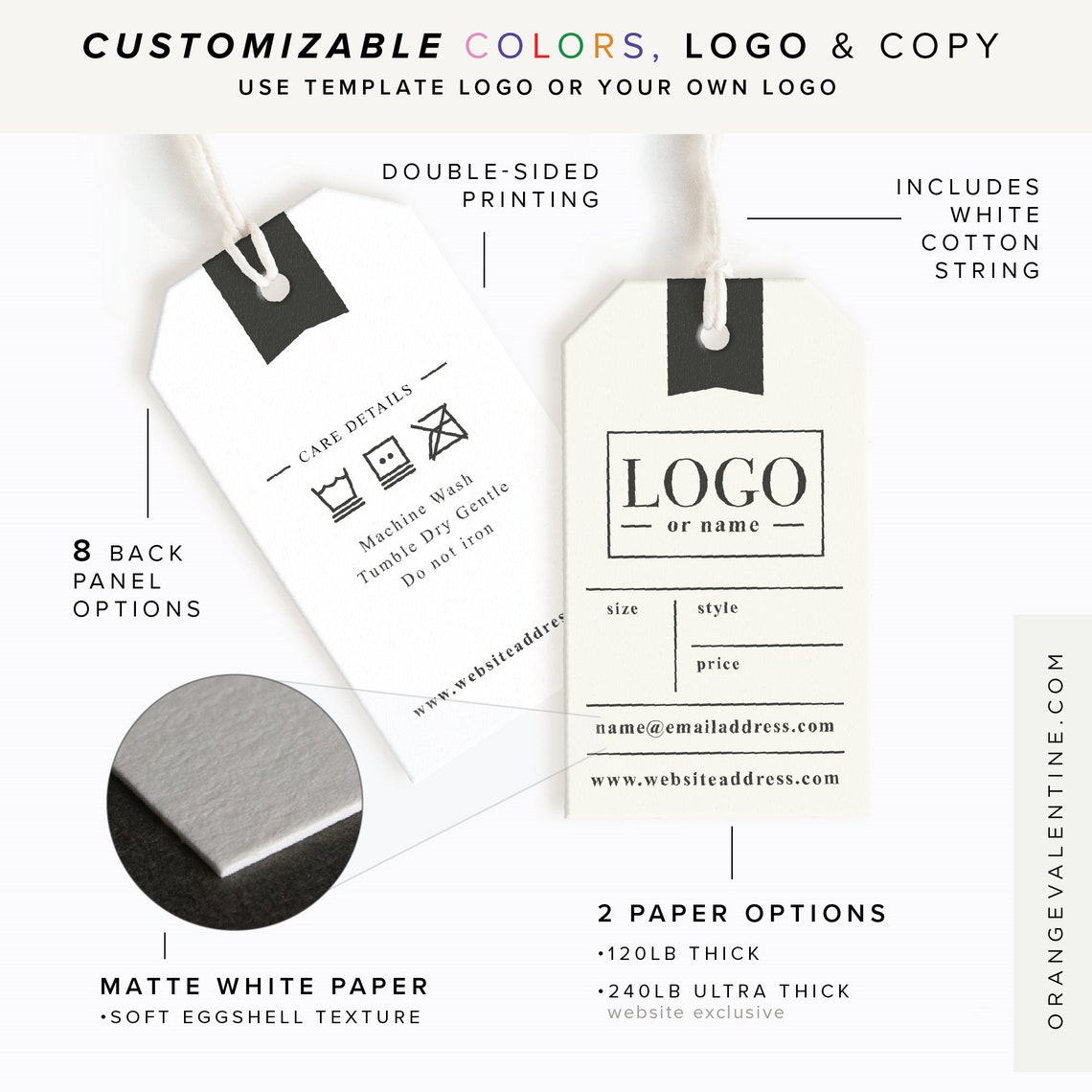 Swing Tags Clothing Hang Tags Custom Clothing Size Labels Etsy