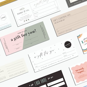 Certificado de regalo personalizado, vale de regalo personalizado, tarjeta de regalo de referencia impresa, personalizable