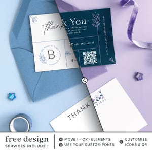 Design services before and after photos of a thank you card with envelopes