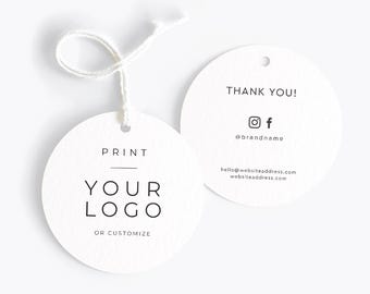Etiqueta circular, etiqueta colgante redonda, etiqueta minimalista con su logotipo personalizado
