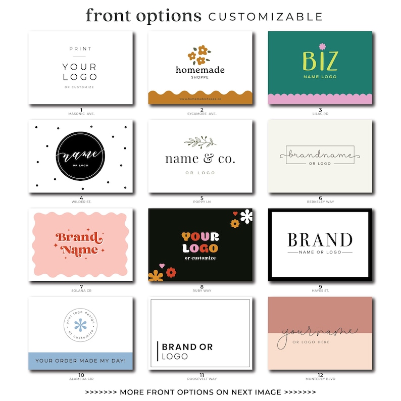 personalized card options for front