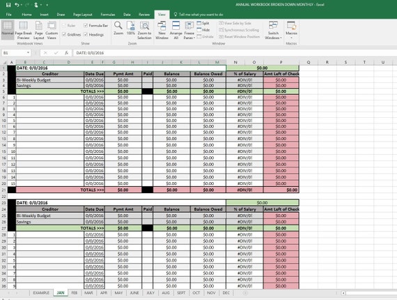 12 month budget plan spreadsheet with click instruction etsy