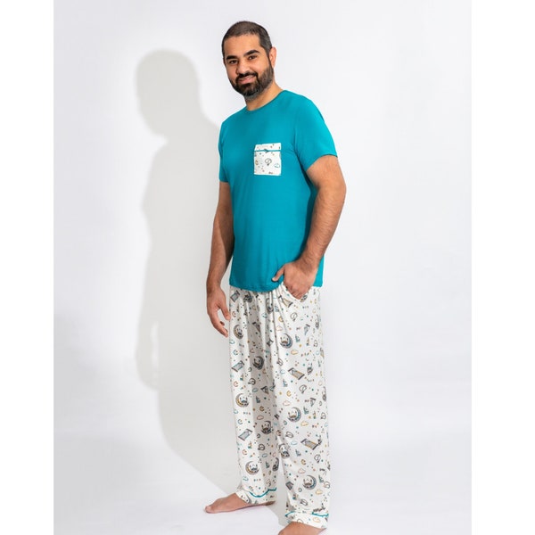 Mens/Unisex Ramadan Pajamas, Eid PJs, DUA DHIKR DREAM matching family Islamic sleepwear, Eid Jammies, 2 piece bamboo pajamas