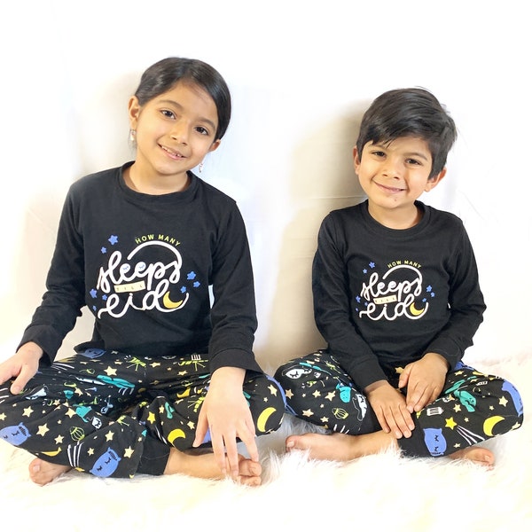 Kids Eid Pajamas How Many Sleeps Till Eid,  My First Ramadan, Ramadan Pajamas, Ramadan shirt, Ramadan Pyjamas, eid gift, Muslim Pjs