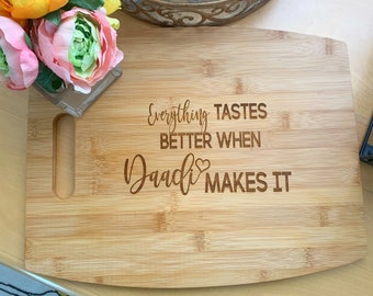 Muslim Mom/Grandma Gift, "Everything Tastes Better" Bamboo Wood Cutting/Serving Board, Islamic bread board- Mother's Day present , eid gift