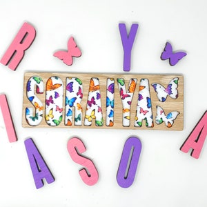 Kids Wooden Name Puzzle Personalized Eid gift Children Room Decor Birthday Gift for Kids, Christmas present Custom puzzle image 9