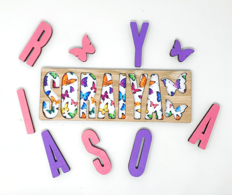 Kids Wooden Name Puzzle Personalized Eid gift Children Room Decor Birthday Gift for Kids, Christmas present Custom puzzle image 9