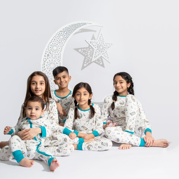 Kids/Adults Ramadan Pajamas 2 Piece Kids DUA DHIKR DREAM Eid PJs, Islamic bamboo sleepwear, Eid Pajamas, matching family jammies