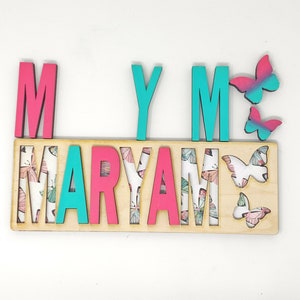 Kids Wooden Name Puzzle Personalized Eid gift Children Room Decor Birthday Gift for Kids, Christmas present Custom puzzle image 2