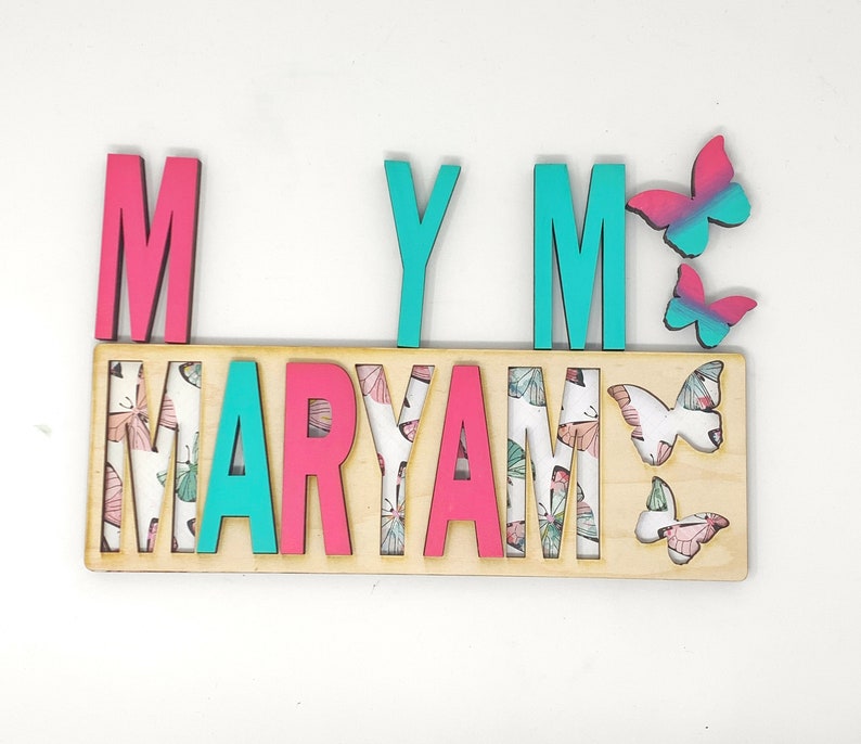 Kids Wooden Name Puzzle Personalized Eid gift Children Room Decor Birthday Gift for Kids, Christmas present Custom puzzle image 2