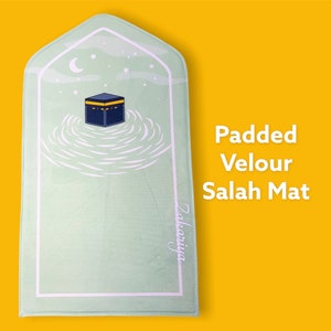 Kids Salah Mat, Prayer Rug for Muslims, Personalized Velour Foam Islamic Mat, Padded Children Prayer Mat for Ramadan, Eid Gift Musallah