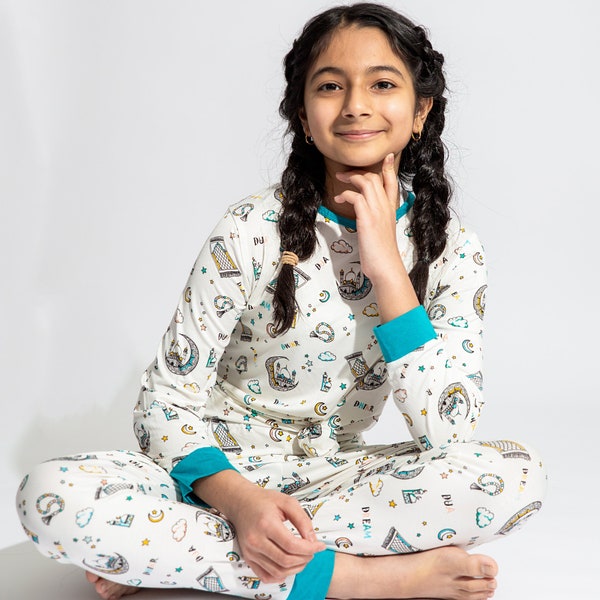 Kids Ramadan Pajamas 2 Piece Kids DUA DHIKR DREAM Eid PJs, Islamic bamboo sleepwear, Eid Pajamas, matching family jammies, my first Ramadan