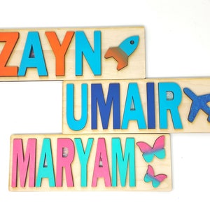 Kids Wooden Name Puzzle Personalized Eid gift Children Room Decor Birthday Gift for Kids, Christmas present Custom puzzle image 8