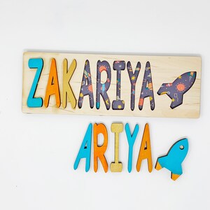 Kids Wooden Name Puzzle Personalized Eid gift Children Room Decor Birthday Gift for Kids, Christmas present Custom puzzle image 5