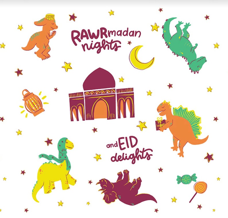 Clearance Kids Eid Pajamas RAWRmadan Nights, Dinosaur Pyjamas, My First Ramadan, Ramadan Pajamas, Ramadan shirt, Eid Jammies, Muslim Pjs image 3
