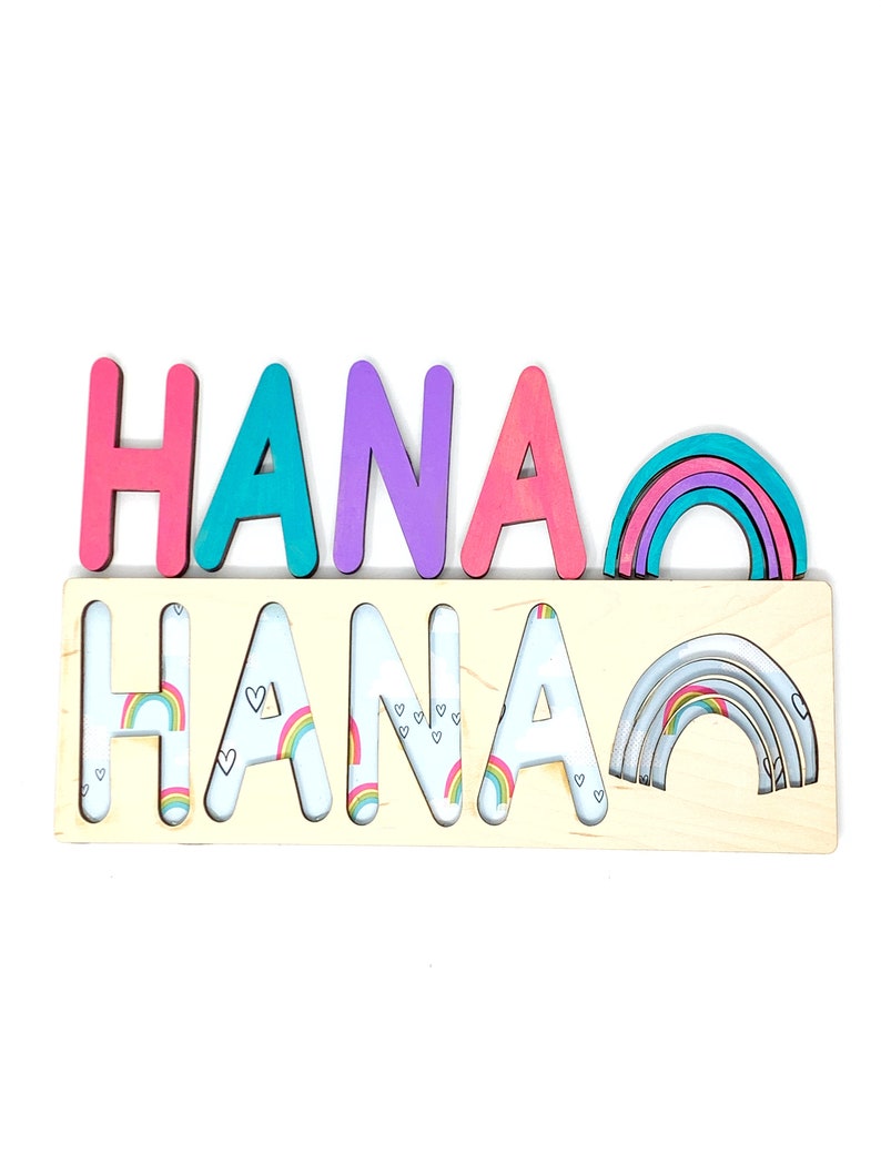 Kids Wooden Name Puzzle Personalized Eid gift Children Room Decor Birthday Gift for Kids, Christmas present Custom puzzle image 4