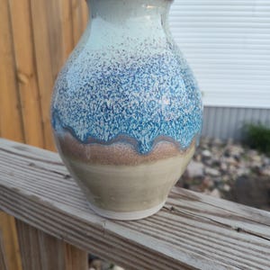 Artist Signed Robin Bloom Vintage Vase | Blue Pottery Vase | Ceramic Art Centerpiece | Collectible Housewarming Gift