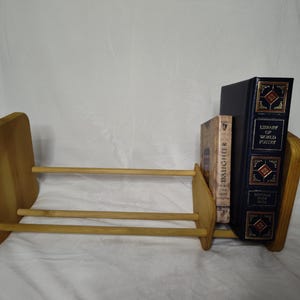 Adjustable Vintage Wood Book Stand | Retro DVD CD Shelf Display | Home Decor | Storage Organizer