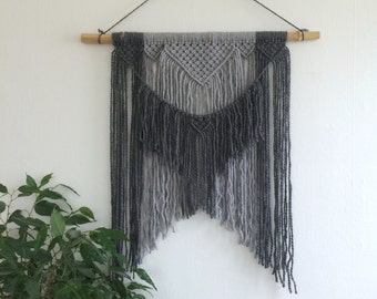 Gray Fringe Macrame Wall Hanging