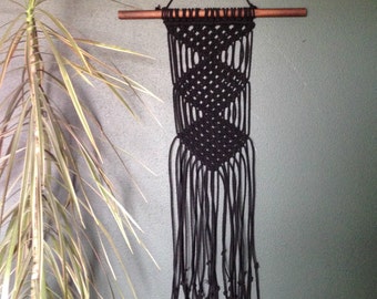 Black and Walnut Macrame Wall Hanging