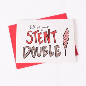 Stent double : carte de voeux, carte de cardiologie, cadeaux de cardiologie, carte d'après-chirurgie, cadeaux pour médecin, oeuvres d'art en cardiologie