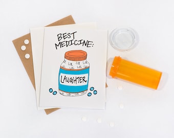 Humorous Medical Get Well Soon Greeting Card with Prescription Chart and Medication Tracker