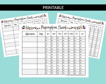 Weekly Medication Tracker: Printable Prescription Chart for Organizing Daily Doses (Digital Download)