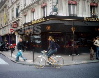 Girl on Bicycle in Paris