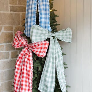 Lazo decorativo de cuadros vichy extragrande para coronas, árbol de Navidad y decoración del hogar – Lazo de cinta grande