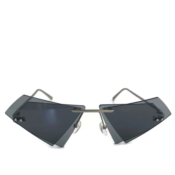 Steampunk Sunglasses | Black Silver Frame Vintage Style 90s Eyewear