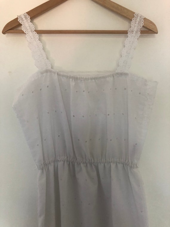 White Cotton Dress | Lace Prairie Boho | Vintage … - image 5