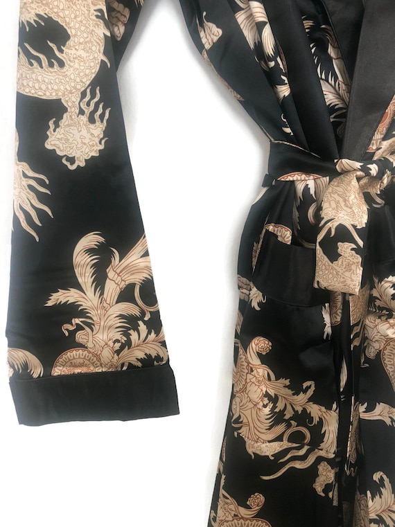 Dragon Robe Black Mens Kimono Silky Dressing Gown… Gem