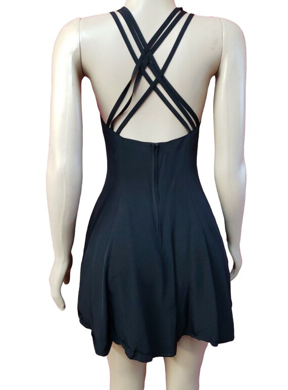 Vintage Black Dress | Cut out Back | Mini Tennis … - image 6