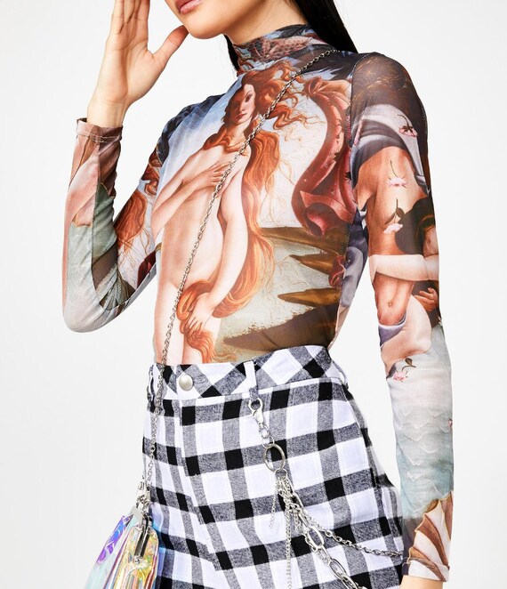 Venus Mesh Top Shirt Blouse Print birth 