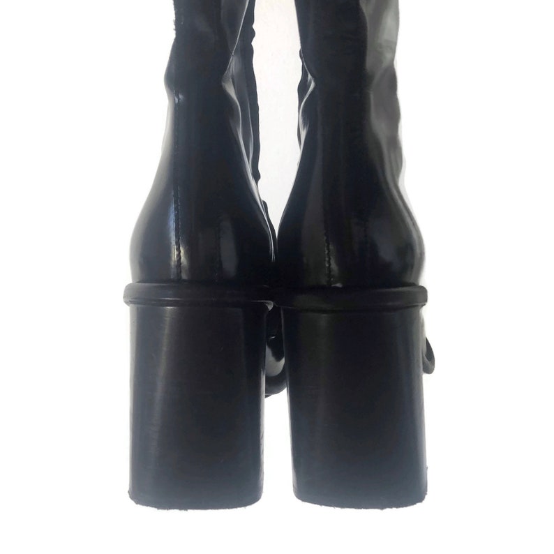 Free Lance Boots 90s Black Patent Leather Knee High Shoes - Etsy