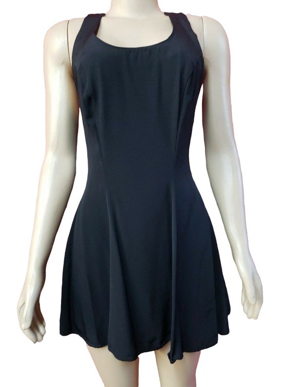 Vintage Black Dress | Cut out Back | Mini Tennis … - image 3
