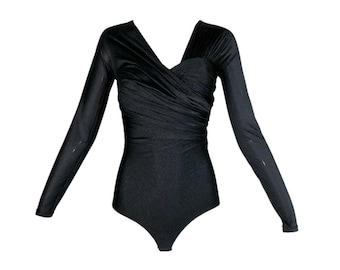Vintage Gianni Versace Bodysuit | 1995 Runway, Black Bodycon