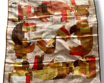 Hermes Echec au Roi Scarf Womens 90cm Gold Red Excellent Silk Chess Carre