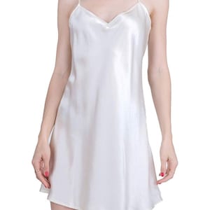 white satin slip dress short